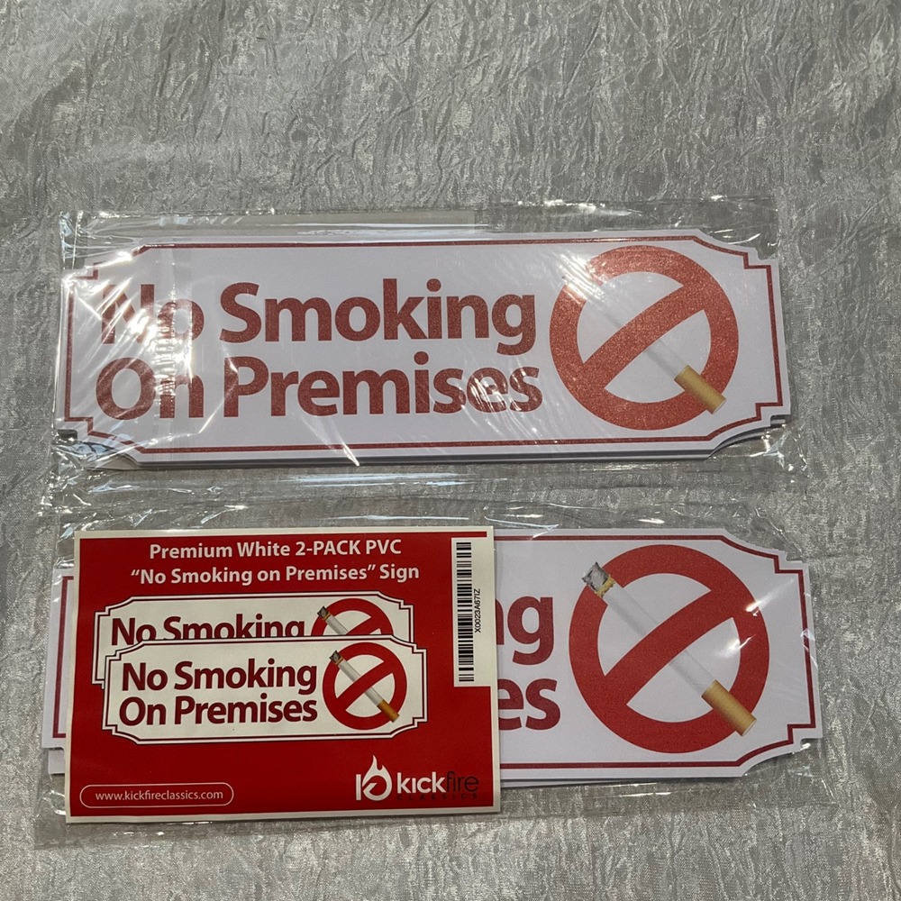 Lot 2 Pk Kickfire No Smoking On Premises PVC Signs 4 Total Business Commercial